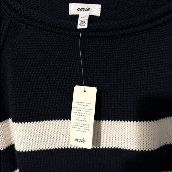 Aerie Striped Black and White Sweater - Picture 2 of 6